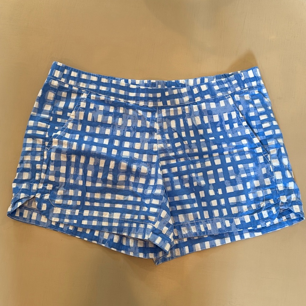 Lilly Pulitzer Ocean Trail Blue Gingham Shorts Elastic Waist Size XS